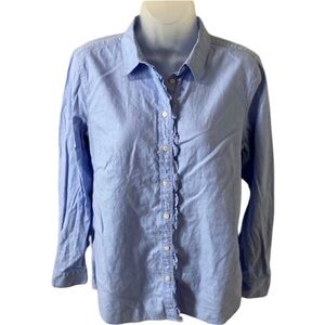 Banana Republic button down. Size M. Cute ruffle down front. Light blue.